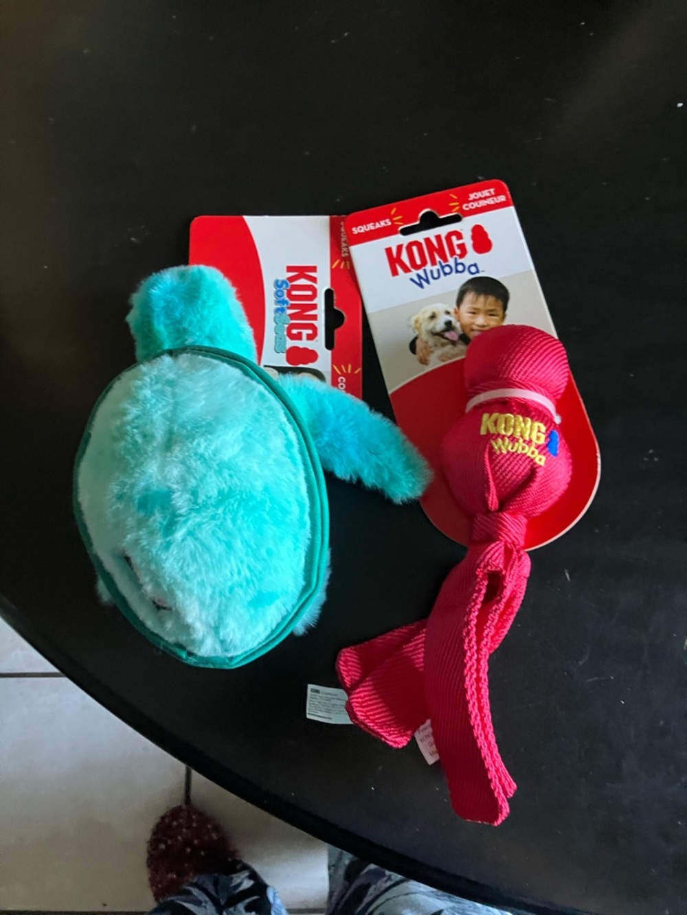 KONG Teal Plush Turtle & Pink Wubba Rope Dog Toys